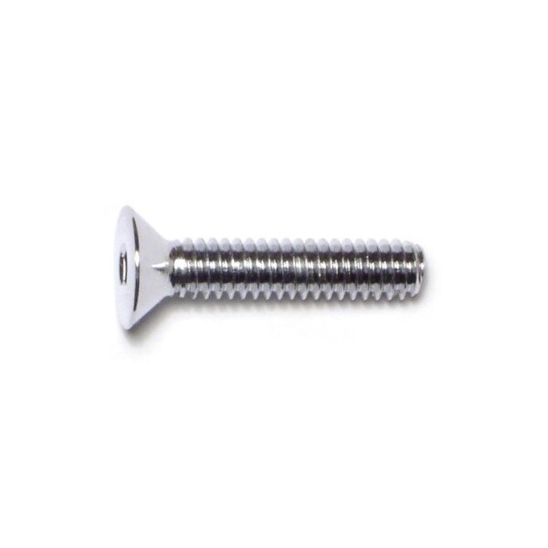 1/4"-20 Socket Head Cap Screw, Flat, Chrome Plated Steel, 1-1/4 in Length, 10 PK